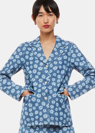Graphic Daisy Denim Blazer